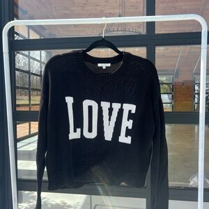 Z Supply Black Sweater with White LOVE Print